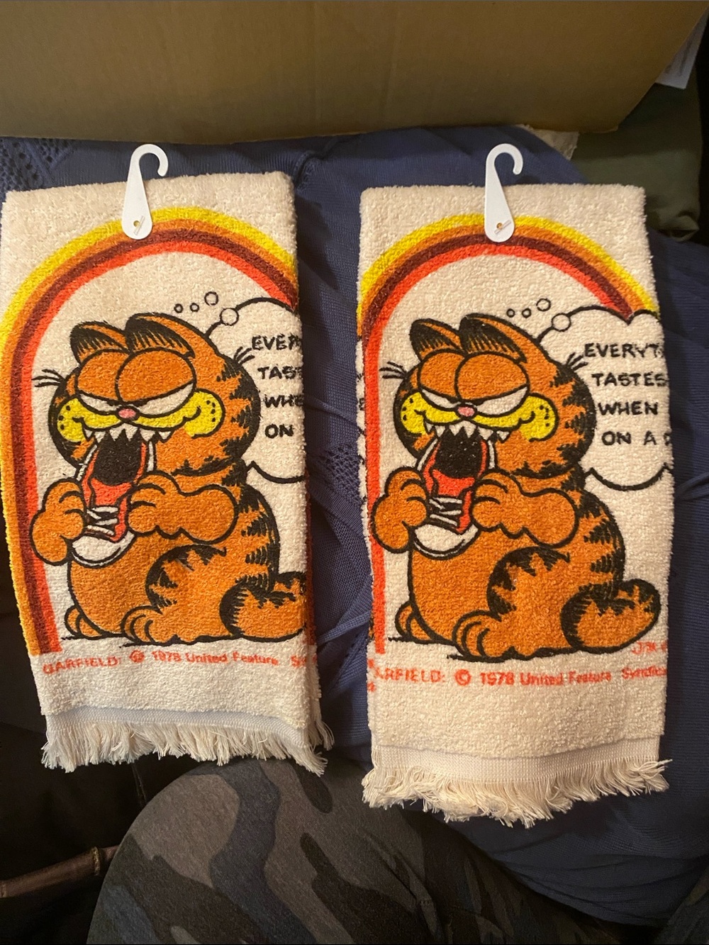 Vintage 1978 Garfield Cannon Tea Towels Pair NOS Made in USA